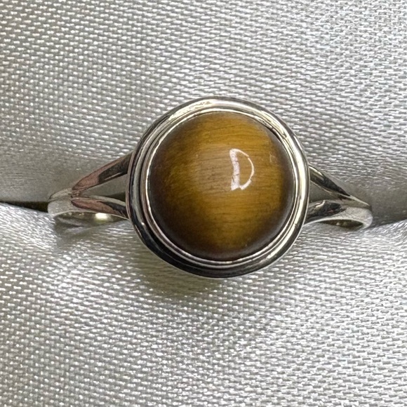Ring Tigers Eye Gemstone 925 Sterling Silver - Picture 1 of 5